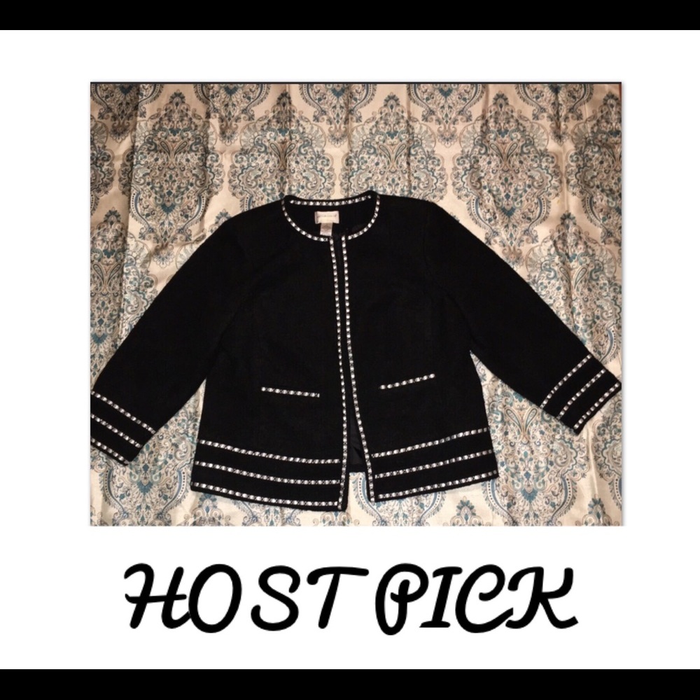 VICTOR COSTA WOOL BLACK WHITE JACKET SIZE 1X